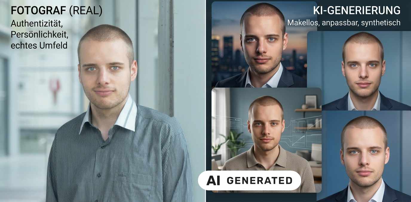 Brauche ich für Bewerbungs- oder Bussinesbilder einen Fotografen oder kann das die KI?